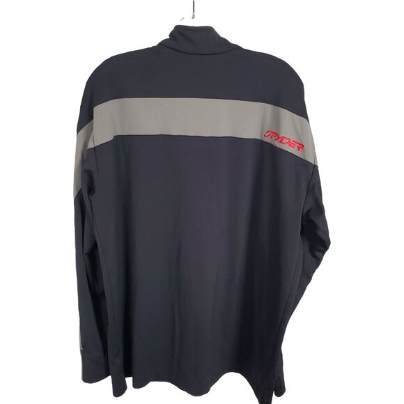 Spyder Mens XXL Jacket Black Gray 1/4 Zip Pullover Long Sleeve Black Gray - Picture 2 of 9